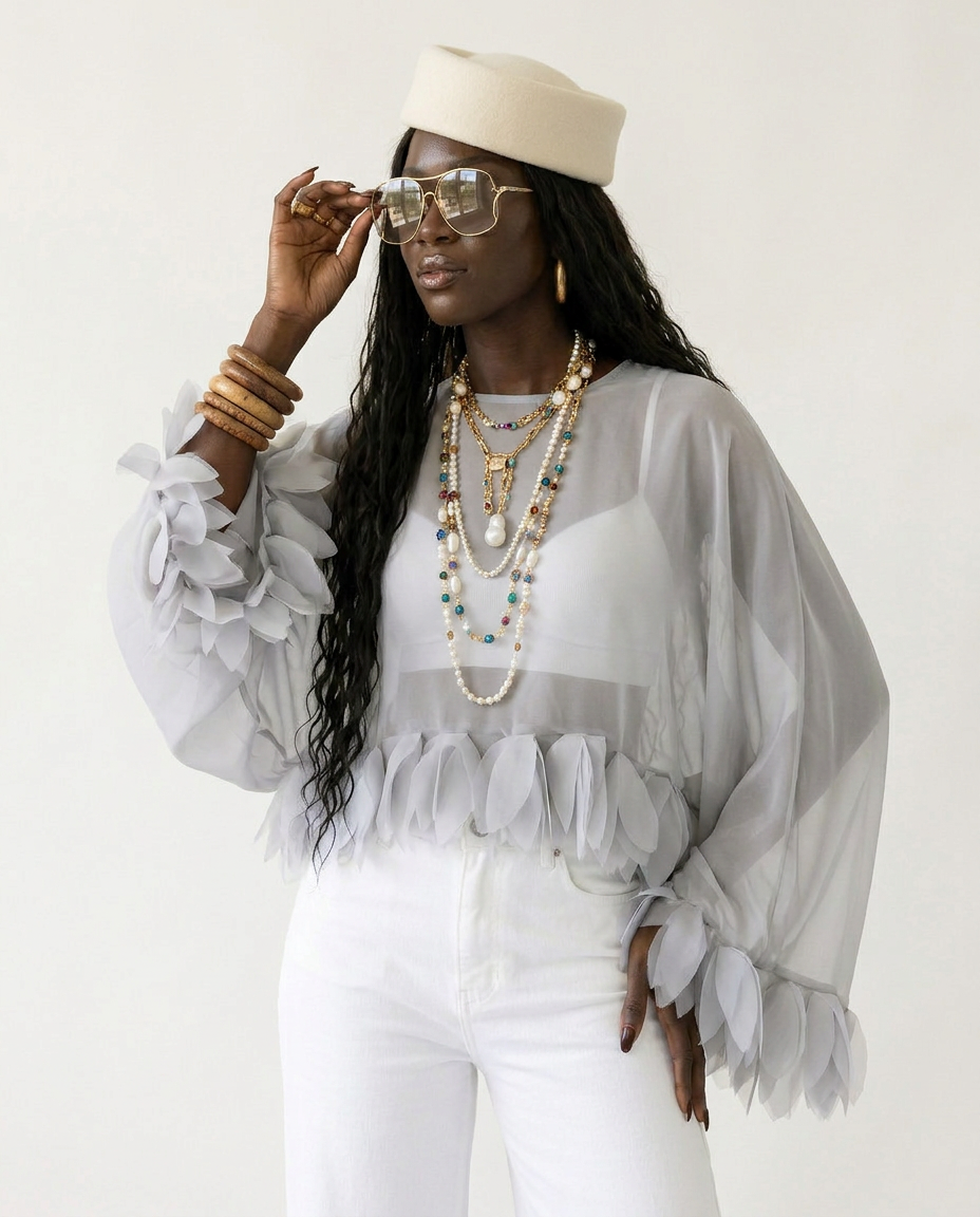 Sheer Tassel Blouse