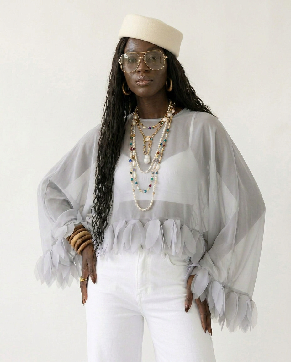 Sheer Tassel Blouse